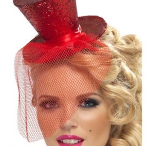 Red Glitter Mini Top Hat for Women